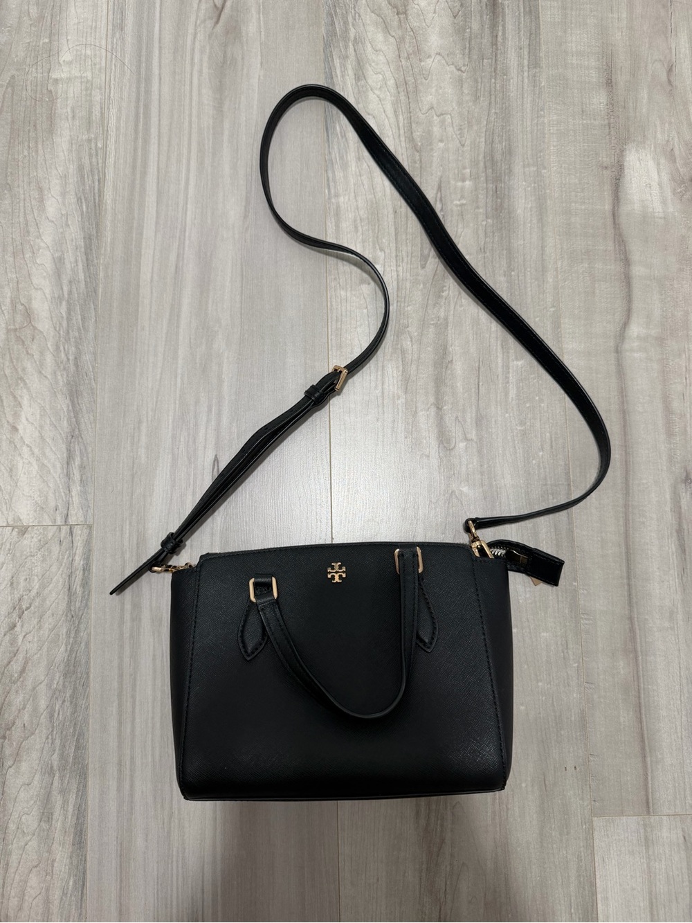 Tory Burch Black Leather Mini Double-Zip Crossbody